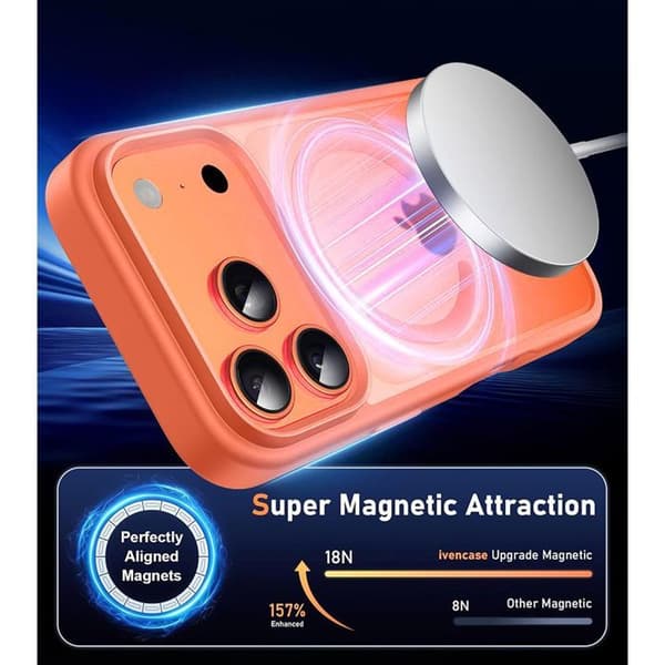 Skyddsfodral - BOOLING - iPhone 17 Pro - Stötresistent - Orange Magnetisk Ring - 2 Glas Orange