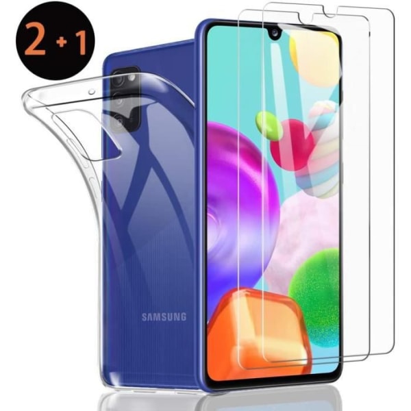 (2 delar + skyddande filmskydd för Samsung Galaxy A41 härdat glas, repor, anti-olja, anti-bubbla, härdat glas i