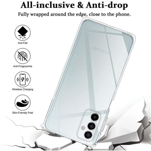 Etui til Samsung Galaxy M23 5G-Galaxy A23 6,6" + 2 stykker hærdet glas, ultratyndt kofanger etui Gennemsigtigt blødt TPU-cover