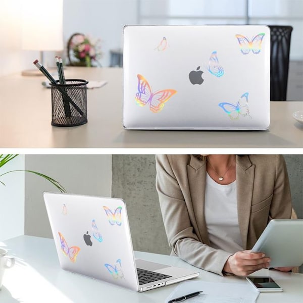 Skyddande skal för MacBook Air 15 Tum M4 M3 M2 2025 2024 2023, Hård Transparent Antiglidande Fjärilsdesign Transparent