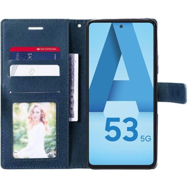 Fodral till Samsung Galaxy A53 5G Anti-Scratch Stötsäkert skyddande syntetiskt läder Marinblå