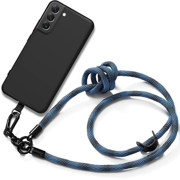 Skyddshölje - BOOLING - för Samsung Galaxy S22+ - Svart Silikon - Avtagbar Blå Slyra - Rep防止 Blå