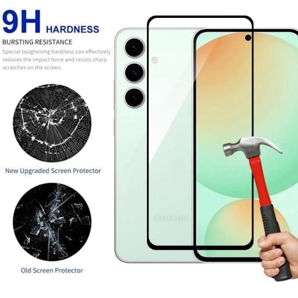 Härdat glas - BOOLING - Samsung Galaxy S24 FE - 3-pack - Skydd 9H - Rep-fri Transparent med svart kant