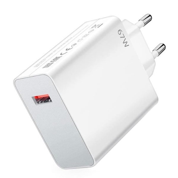 Snabbladdare USB 67W för Xiaomi Redmi 9, 9A, 9C, 10A, 9T, 10C, Redmi 12, Redmi 13C, Redmi 14C Vit