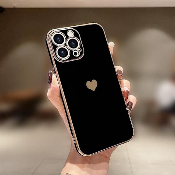 Skyddsskal - Hjärtmotiv - iPhone 16 Plus - Mjuk - Repåtrig - Svart Svart