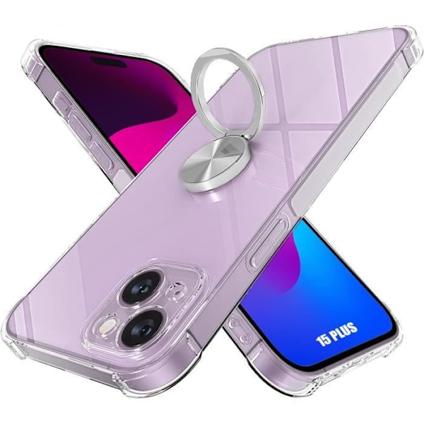 Siliconefodral för iPhone 15 Plus - BOOLING - Skyddsfodral - Transparent - Silver Klar, Silver