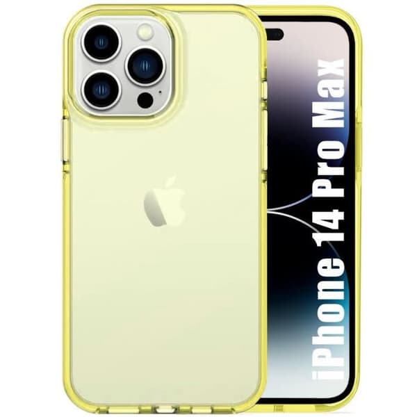 Coque - TPU - för iPhone 14 Pro Max - Gul - Halvgenomskinlig - Lätt stötresistent Gul