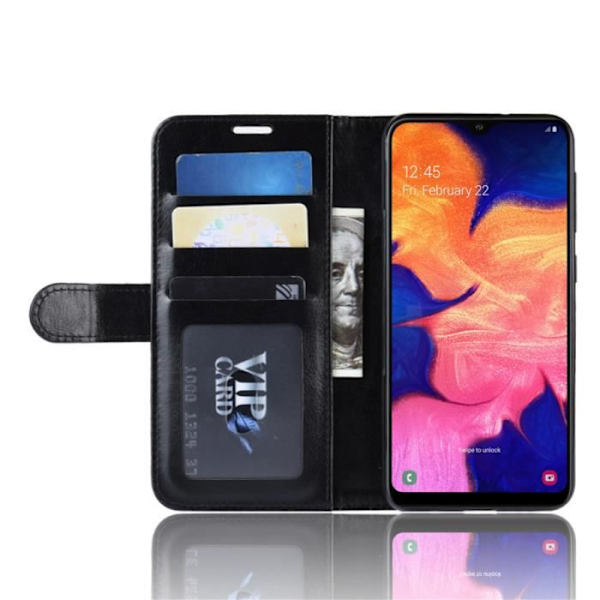 För Samsung Galaxy A10-fodral, PU-läderplånbok med stativ Skyddsfodral för Samsung Galaxy A10 (6,2") - Svart