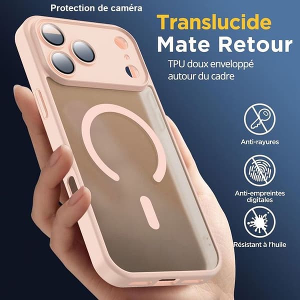 Skal + 2 Doppade Glas för iPhone 18 Pro Max, med Magnetring - Rosa Ros