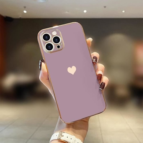 Skyddsfodral - BOOLING - iPhone 16 Pro Max - Hybrid Silikon Lila - Hjärtmotiv - 2 Härdade Glas Violet, Guld