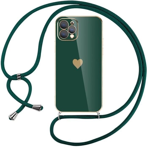 Skyddskal - PROSHOP - iPhone 12 Pro - Mjuk - Nattgrön - Hjärtformat mönster Midnattsgrönt