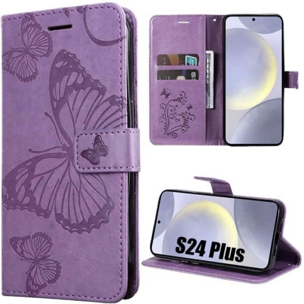 Skyddande skal - BOOLING - Samsung Galaxy S24 Plus - Lila - Fjärilsmotiv - PU-läder Lila