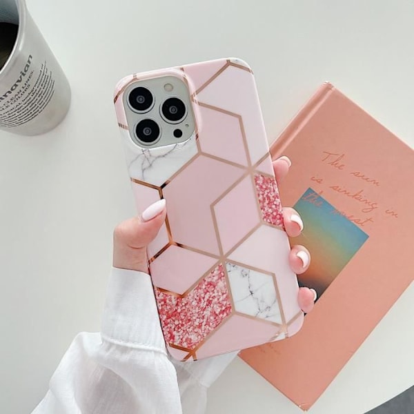 Fodral för iPhone 12 Pro Max (6,7") glänsande marmormönster Anti-Scratch Hybrid TPU + Rem Rosa Rosa