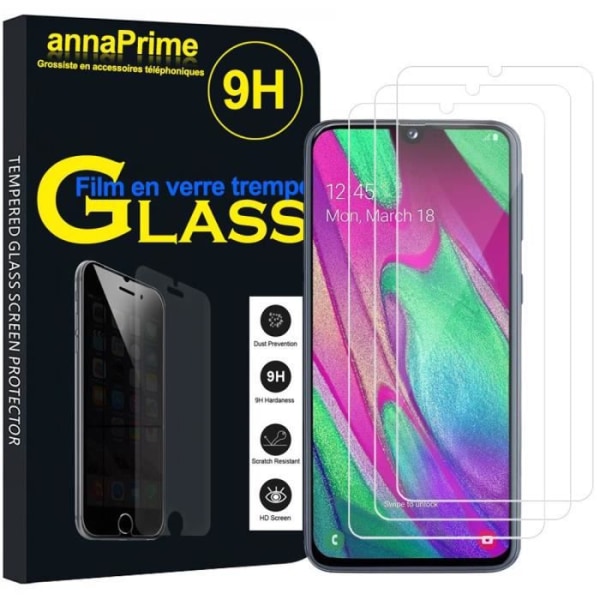 För Samsung Galaxy A40 5,9" SM-A405F: Lot - Paket med 3 skärmskyddsfilmer i härdat glas