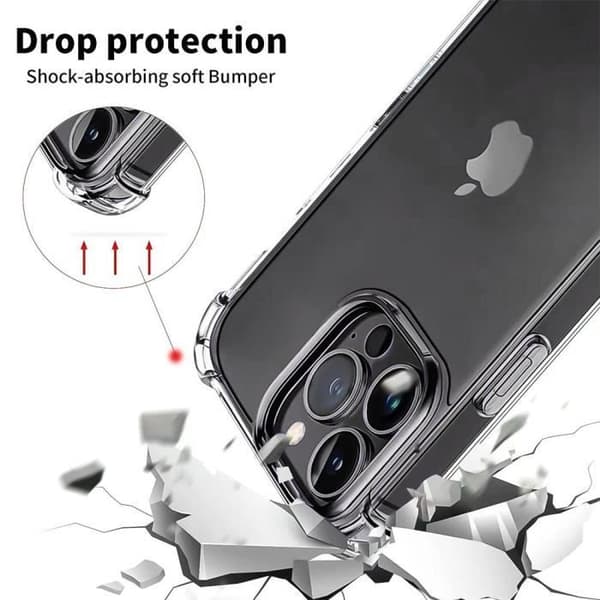 Mobilskal - BOOLING - för iPhone 16 Pro Max - Transparent TPU Silikon Stöttålig + 2 Glas Transparent