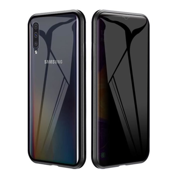 Fodral - Samsung - Galaxy A50 - Stötsäker - Metall - Härdat glas - Svart Svart