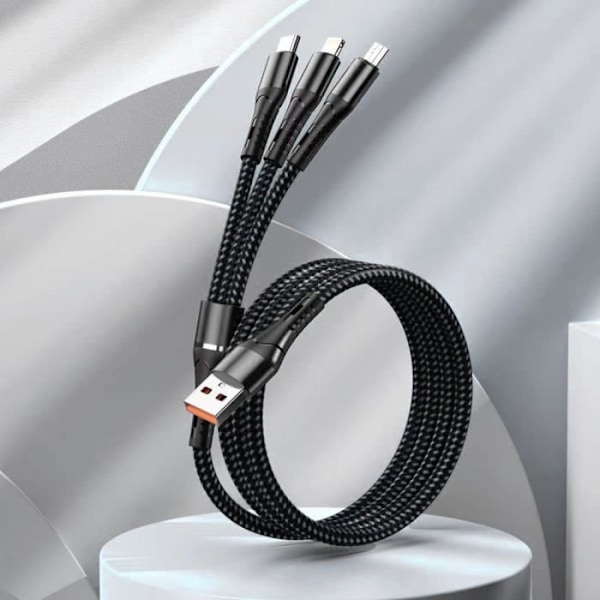 3 i 1 multifunktions USB-kabel för Xiaomi Redmi Note 12 Pro - E.F.CONNECTION - Svart Svart