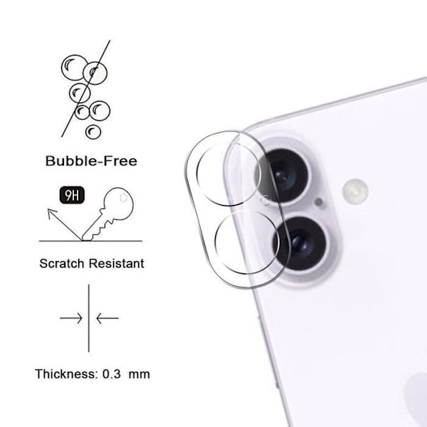 Linsskydd i härdat glas - BOOLING - iPhone 16 Plus - Set med 3