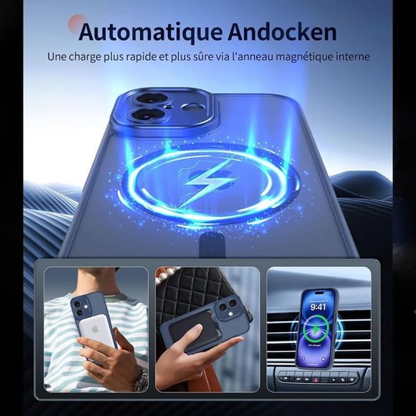 Skyddshölje - BOOLING - för iPhone 17 Pro - Stötsäker - Med Magnetring - 2 Härdade Glas marinblå