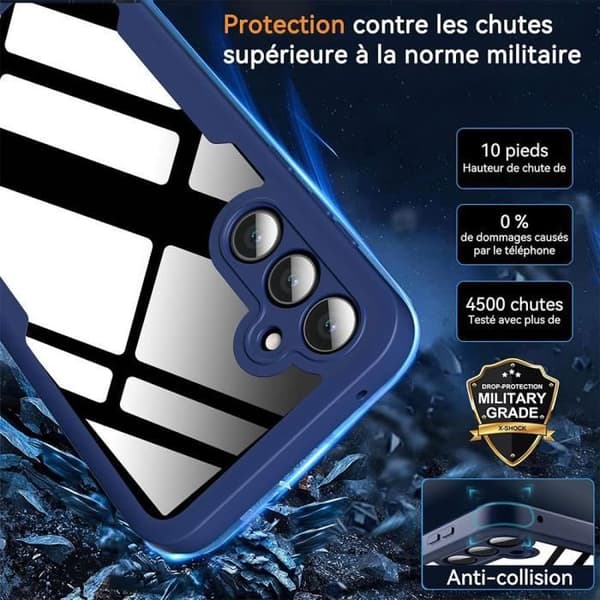Coque 360 - BOOLING - för Samsung Galaxy A35 5G - Hel skydd - Ripskydd - Blå marinblå