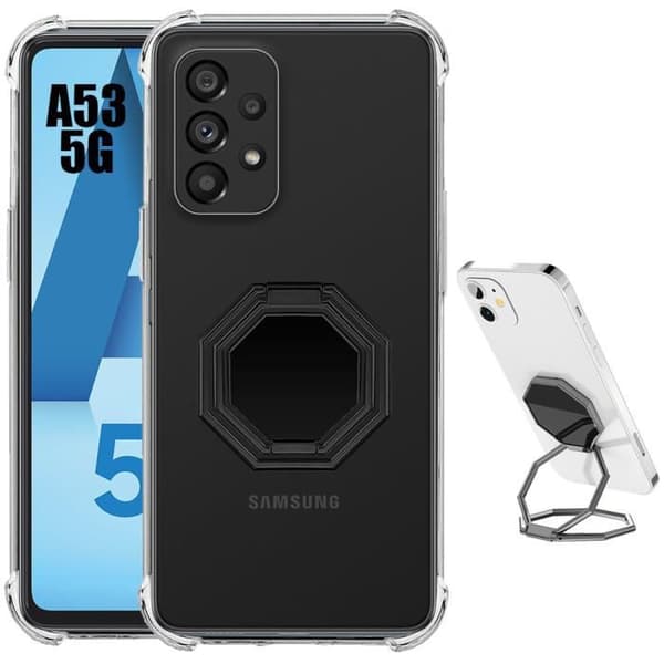 Silikonskal - Booling - för Samsung Galaxy A53 5G - Stötsäker - Transparent - Justerbart Stöd Transparent