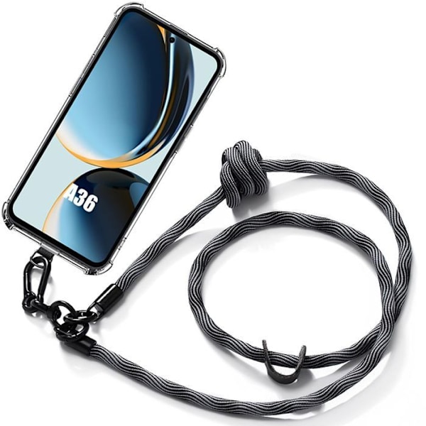Coque för Samsung Galaxy A36 5G - Skydd med Axelrem Grå - BOOLING Transparent