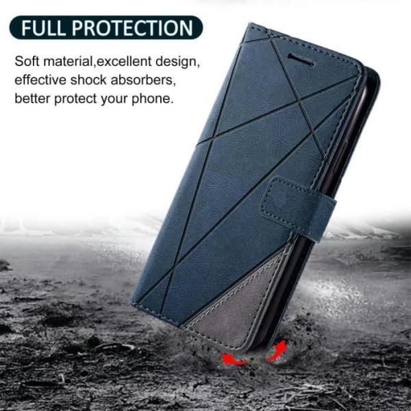 Korthållare Skal för Samsung A33 5G, Flip-fodral med lädereffekt - Marinblå