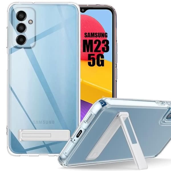 Siliconfodral - Samsung - Galaxy M23 5G - Transparent - Flexibel - Justerbart Stöd 95° Transparent