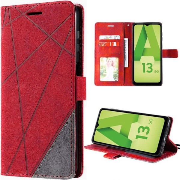 Coque - Samsung - Galaxy A13/A04s - PU-läder - TPU - Kortficka Röd