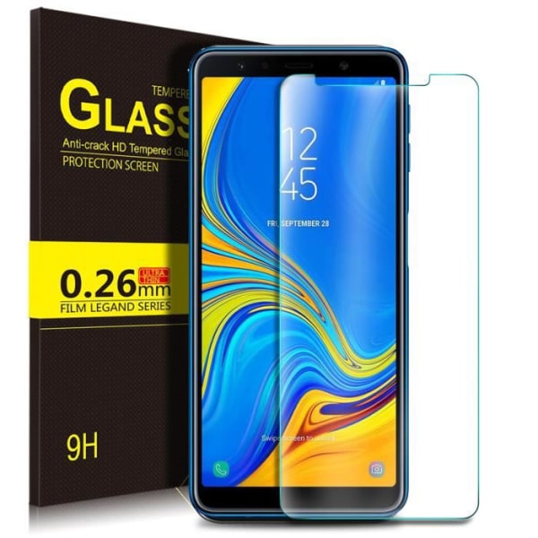 KuGi Samsung A7 2018 skärmskydd, härdat glas skärmskydd för Samsung A7 2018, genomskinlig