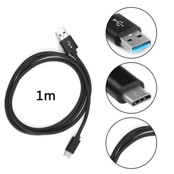 1m USB Typ C-kabel för Nintendo Switch USB 3.0 Typ A till Typ C-laddarkabel Synkronisera data med flätad sladd