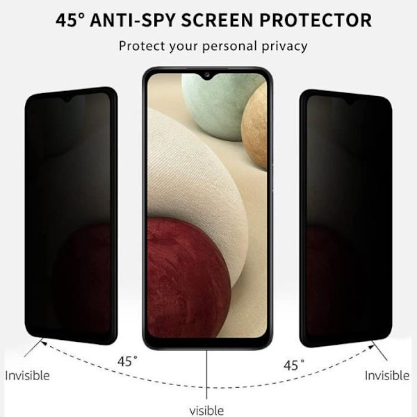 Antispion skyddsfilm i härdat glas för Samsung Galaxy A12 - BOOLING - Set om 3 Svart
