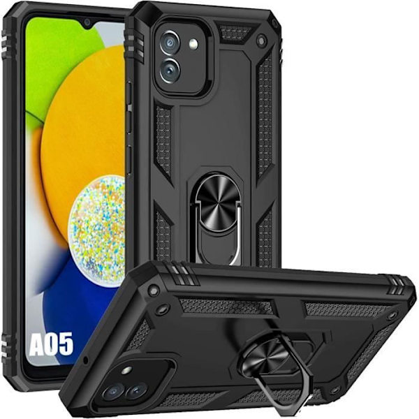 Skyddsskal - BOOLING - Samsung Galaxy A05 - Stöttålig - 360° roterande stöd - Svart Svart