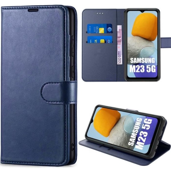 Samsung Galaxy M23 5G skydd syntetiskt läder Anti-Scratch Fodral - Marinblå