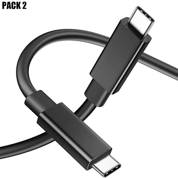 USB-C til USB-C-kabel til iPhone 16 Pro Max, iPhone 16 Pro, iPhone 16, iPhone 16 Plus - Sort 1M - Pakke med 2