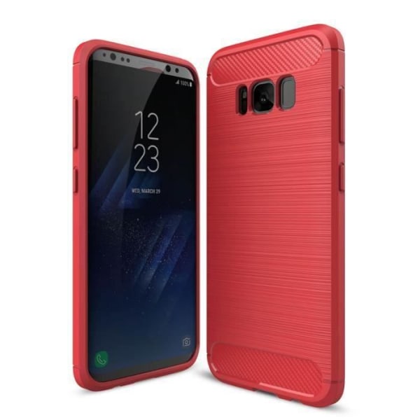 Til Samsung Galaxy S8 SM-G950F (5,8"), Silikone Cover Cover Anti-rids Carbon Fiber Protective Shell - Rød[T803]