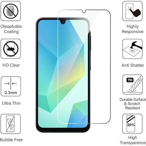 Skärmskydd - Samsung - Galaxy A16 - Härdat Glas - Pack med 3 - Represistent Transparent