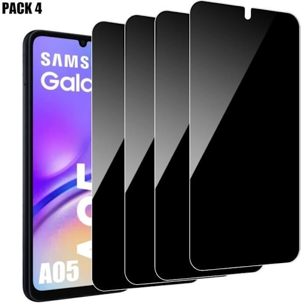 Paket med 4 Anti-Spy härdat glas Skyddsglas för Samsung Galaxy A05 - Svart Svart