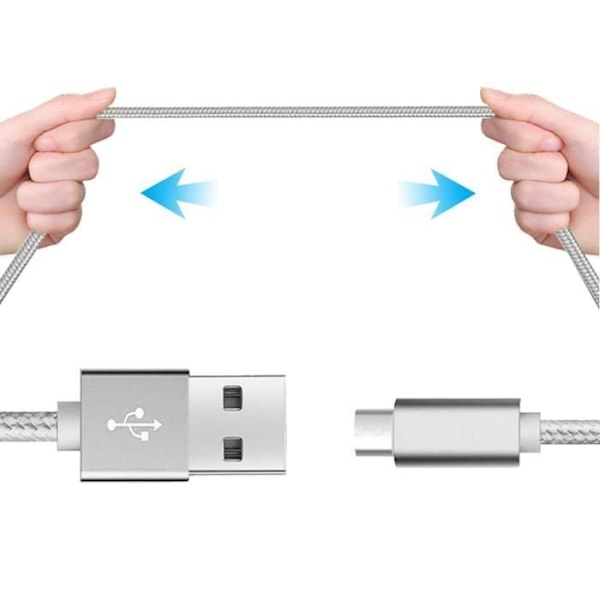 Micro USB-kabel - Ospecificerad - 3-pack - 2M - Silvernylon - Kompatibel med Android