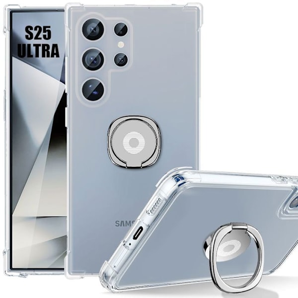 Coque för Samsung Galaxy S25 Ultra, Anti-Rip Transparent med Silverstöd - BOOLING Transparent