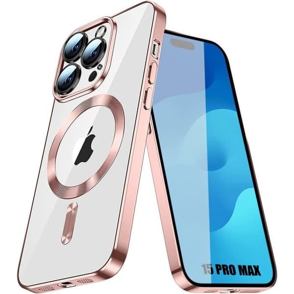 Coque - Silikon - för iPhone 15 Pro Max - Stötskydd - Magnetisk cirkel - Rosa Rosa