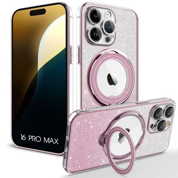 Skyddsfodral för telefon - BOOLING - iPhone 16 Pro Max - Silikon - Rotationsstöd - Rosa Rosa