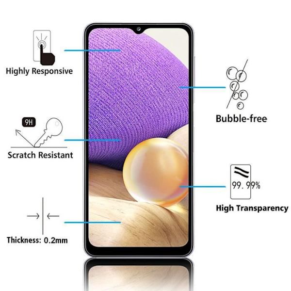 VCOMP® för Samsung Galaxy A32 5G 6,5": Pack - 3-pack skärmskydd i härdat glas i helfärg - SVART SVART