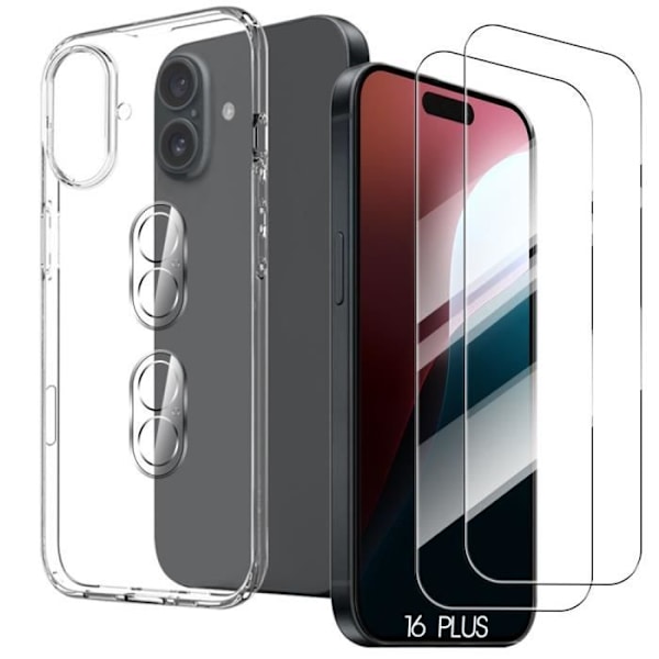 Skyddsskal - Silikon - iPhone 16 Plus - Transparent - Mjuk - Inkluderar 4 skydd Transparent