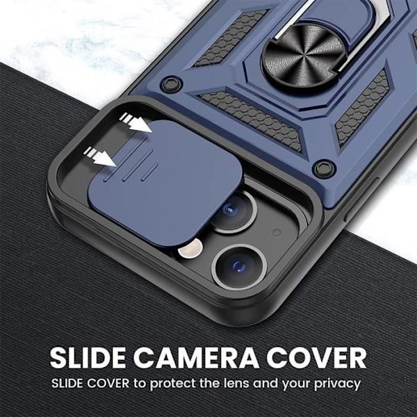 Fodral till iPhone 14 Plus Marinblå förstärkt kantring Baksida Army Style Stötsäker styv
