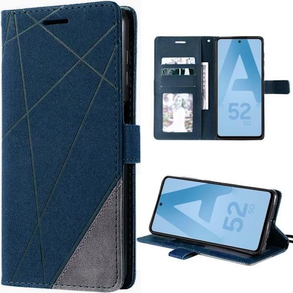 Fodral till Samsung Galaxy A52 4G-5G A52s 5G Anti-Scratch PU Läder Marinblå