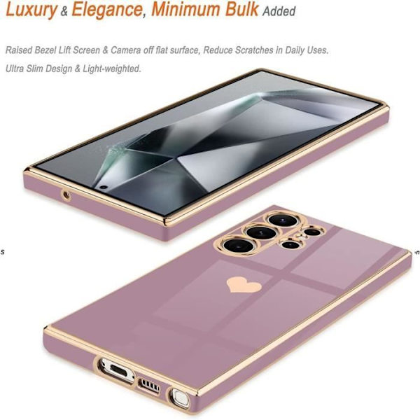 Skyddsskalle - Hjärtmönster - Samsung Galaxy S24 Ultra - Mjuk - Repbestandig - Slim Lila