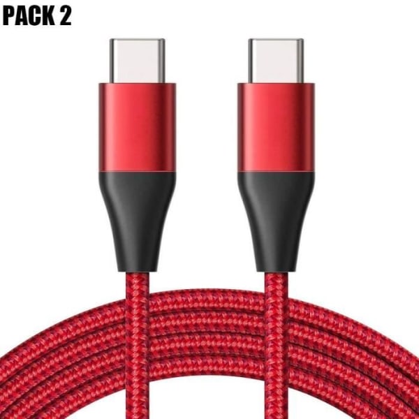 2 USB-C till USB-C-kabel för iPhone 15, iPhone 15 Plus, iPhone 15 Pro, iPhone 15 Pro Max - Förstärkt nylon 1 meter röd