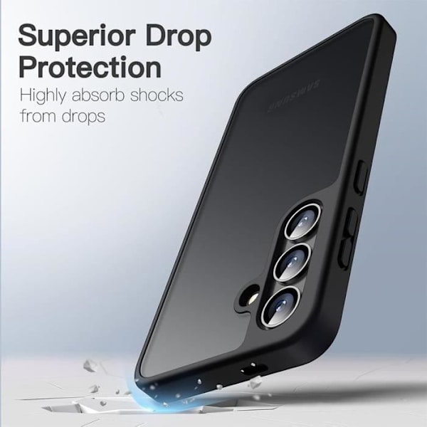 Fodral + 2 härdade glasögon för Samsung Galaxy A25 5G, stötsäkert repskydd Genomskinlig styv baksida