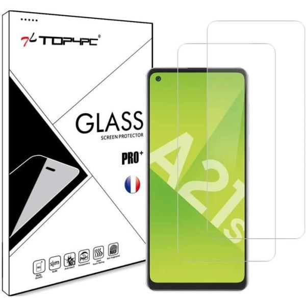 Top4pc 2-pack härdat glasfilm för Samsung Galaxy A21s Ultra Resistant Transparent Screen Protector 9H hårdhet Bu[69]